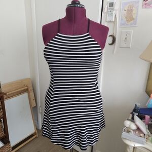 black & white striped halter dress